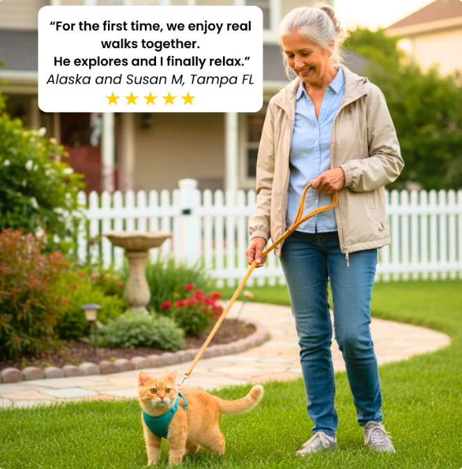 Escape-Proof Cat Harness + Leash — Reflective Vest